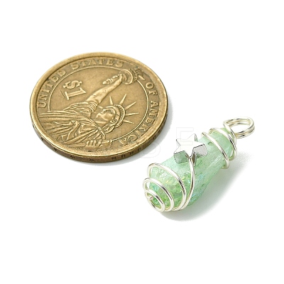 2Pcs Electroplated Natural Quartz Crystal Dyed Copper Wire Wrapped Pendants PALLOY-JF03172-02-1