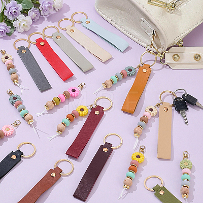 28Pcs PU Leather Keychain & Silicone Pendant Decorations HJEW-GA00096-1