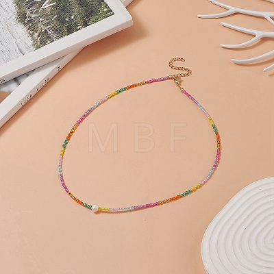 Glass Seed Beaded Necklaces for Women NJEW-JN04229-1