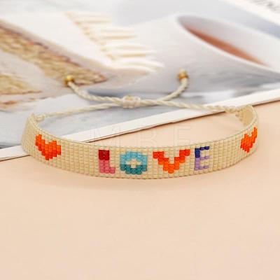 Bohemia LOVE & Heart Glass Seed Bead Braided Bead Bracelets CX8298-2-1