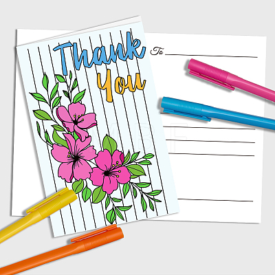 AHADERMAKER 1 Set Thank You Theme Coloring Paper Greeting Cards Sets AJEW-GA0007-26B-1