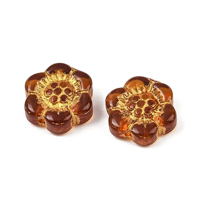 Baking Paint and Golden Metal Enlaced Glass Beads X-DGLA-T004-10M-1