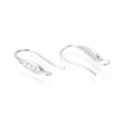Brass Micro Pave Cubic Zirconia Earring Hooks KK-G374-14-1