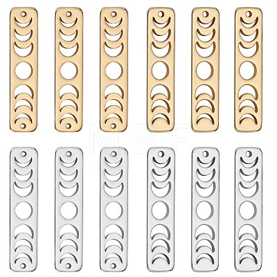 12Pcs 4 Style Brass Moon Phase Bar Links & Charms KK-SZ0005-45-1