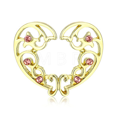 Alloy Rose Rhinestone Heart Clip On Nipple Rings WGEBDCA-02-1