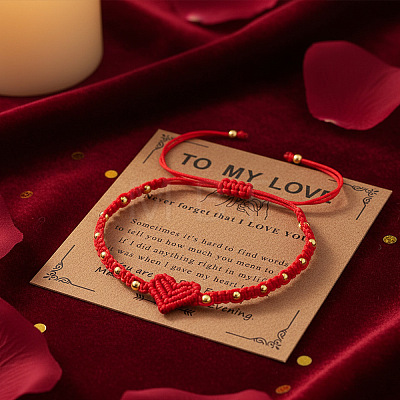 Braided Nylon Thread Heart Adjustable Bracelets ZR3363-2-1