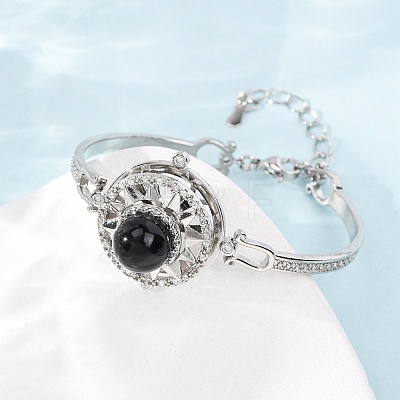 Rotating Sun Natural Obsidian Link Bracelets GG-CBA0251-11P-10-1