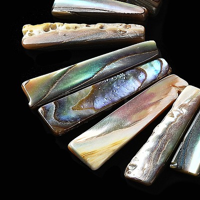 Rectangle Natural Abalone Shell/Paua ShellGraduated Beads Strands SSHEL-P002-05B-1