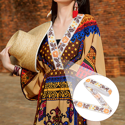Ethnic Style Embroidery Polyester Ribbons OCOR-WH0077-34D-1