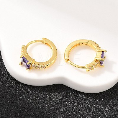 Brass Micro Pave Cubic Zirconia Hoop Earrings KK-Z166-12G-01-1