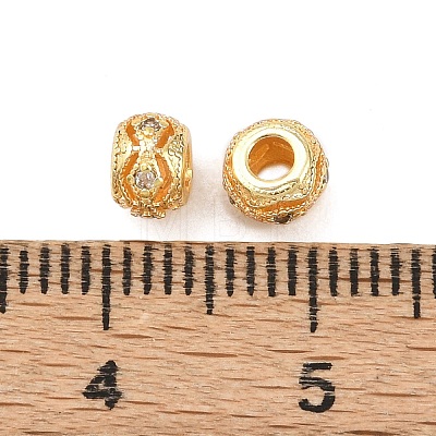 Brass Micro Pave Clear Cubic Zirconia Beads KK-C142-12A-G-1