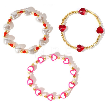 3Pcs 3 Styles Bohemian Styles Heart Theme Bracelets Set PJ3086-2-1