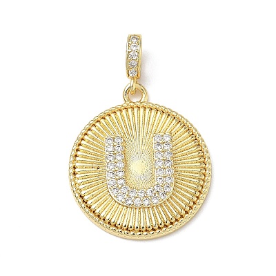 Brass Micro Pave Clear Cubic Zirconia Pendants KK-L253-17G-U-1