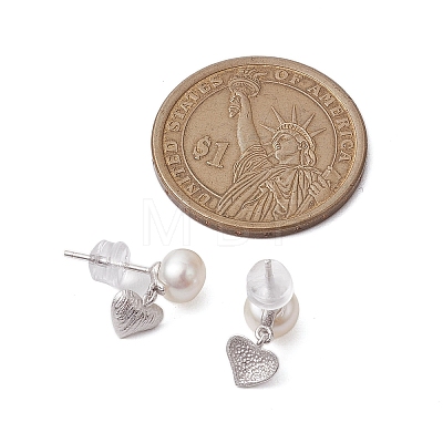 Natural Pearl Ear Studs EJEW-P286-36P-1