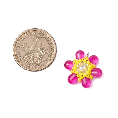 Beaded Flower Charms PALLOY-MZ00438-04-1