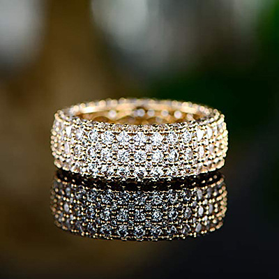 Brass Micro Pave Clear Cubic Zirconia Finger Rings for Women FS-WG796B2-06-1