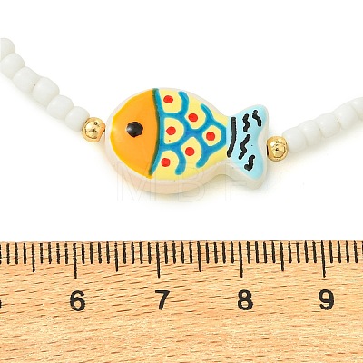Glass & Brass Beaded Necklaces NJEW-JN06622-1