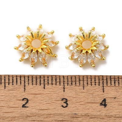 Brass Micro Pave Clear Cubic Zirconia Bead Caps KK-C072-01A-G-1