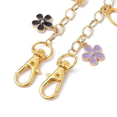 Flower Heart Alloy & 316L Surgical Stainless Steel Pendant Bag Chains AJEW-BA00129-1