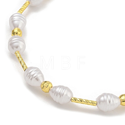 Rack Plating Brass & ABS Plastic Pearl Beads Beaded Necklaces for Women NJEW-C059-12G-1