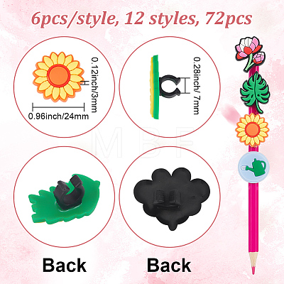 DELORIGIN 72Pcs 12 Style PVC Cartoon Style Straw Charms FIND-DR0001-03-1