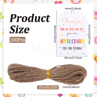 100Pcs Birthday Theme Rectangle Paper Tag Cards with 20m Jute Cord Kit DIY-SP0003-89D-1