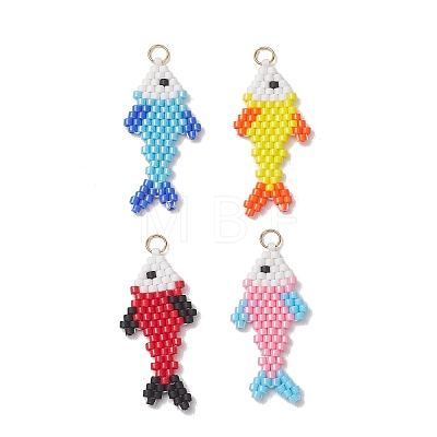 4Pcs 4 Colors MIYUKI Glass Seed Bead Pendants PALLOY-MZ01319-1