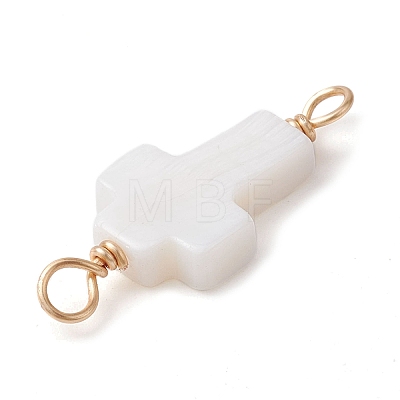 Natural Freshwater Shell Connector Charms PALLOY-JF02441-01-1