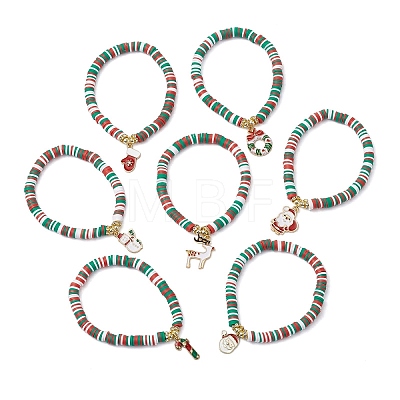 Polymer Clay Beaded Stretch Bracelets BJEW-JB11162-1