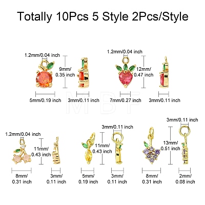 10Pcs 5 Styles Brass Charms KK-CJ0001-73-1