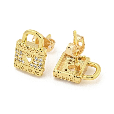 Brass Micro Pave Cubic Zirconia Ear Studs EJEW-P261-29B-G-1
