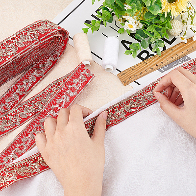 Ethnic Style Embroidery Polyester Ribbons OCOR-WH0060-33B-1