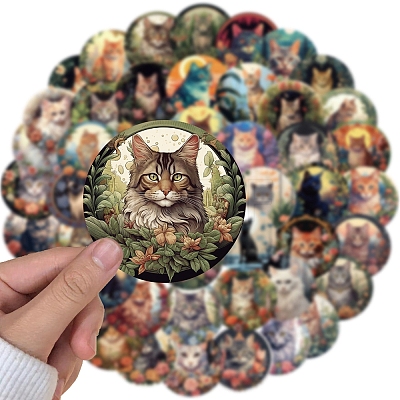 Round Cute Cartoon Cat Picture Stickers PW-WG2AD69-01-1