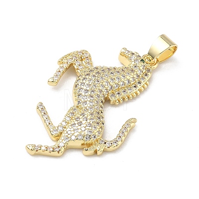 Brass Micro Pave Clear Cubic Zirconia Pendants KK-P350-22G-1