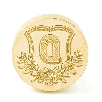 Golden Tone Round Wax Seal Brass Stamp Heads AJEW-Z034-02G-D-1