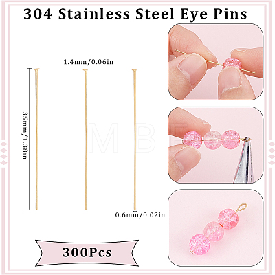 SUNNYCLUE 300Pcs 304 Stainless Steel Flat Head Pins STAS-SC0007-78-1