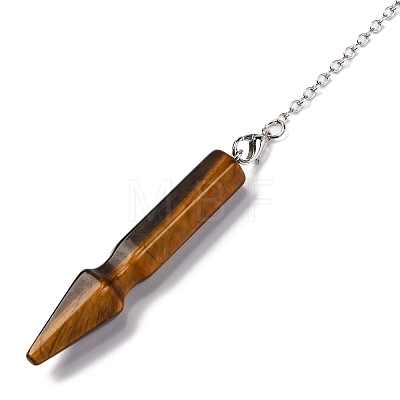 Natural Tiger Eye Pointed Dowsing Pendulums G-Q184-04D-P-1