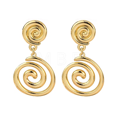304 Stainless Steel Vortex Spiral Dangle Stud Earrings X-EJEW-L304-01G-1