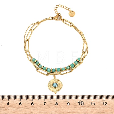 Bohemian 304 Stainless Steel Chain & Natural & Synthetic Gemstone Beads Double Layers Bracelets BJEW-C150-01B-G-1