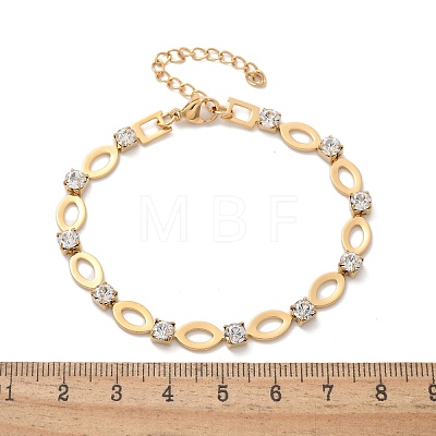 304 Stainless Steel Rhinestone Cup Chain Bracelets for Women BJEW-F488-26C-G-1