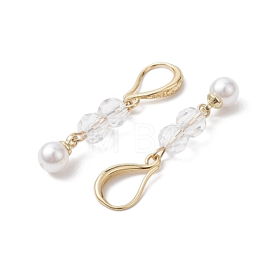 Brass with Glass Beads and ABS Plastic Imitation Pearl Dangle Earring EJEW-JE05939-1