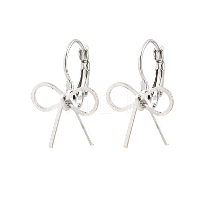 Bowknot Brass Leverback Earrings EJEW-A150-04B-P-1