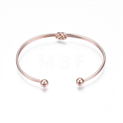Alloy Wire Wrap Knot Open Cuff Bangle for Women BJEW-S118-145RG-1