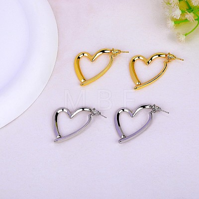 Brass Heart Dangle Stud Earrings with 925 Sterling Silver Pins for Women JE1091B-1