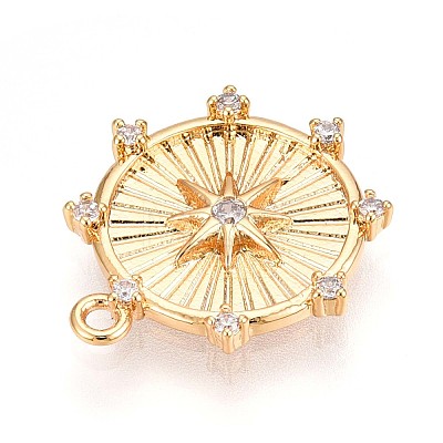 Brass Micro Pave Clear Cubic Zirconia Pendants KK-T075-26G-1