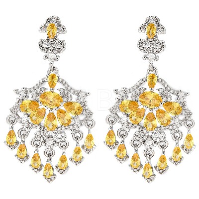 Brass Micro Pave Cubic Zirconia Dangle Stud Earrings EJEW-H014-16P-1