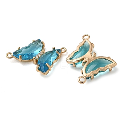 Brass Pave Faceted Glass Connector Charms X-FIND-Z020-04U-1
