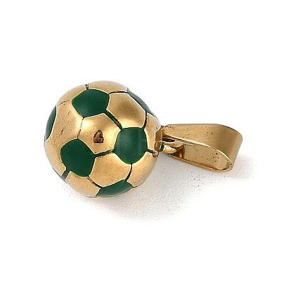 Trendy Necklace Findings 304 Stainless Steel FootBall/Soccer Ball Pendants STAS-L012-B01G-02-1