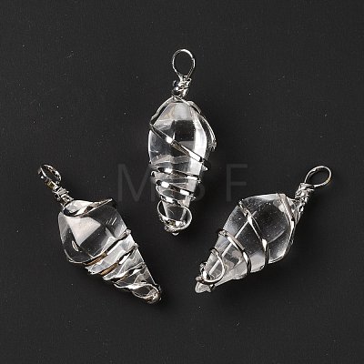 Glass Wire Wrapped Pendants G-D458-05P-12-RS-1