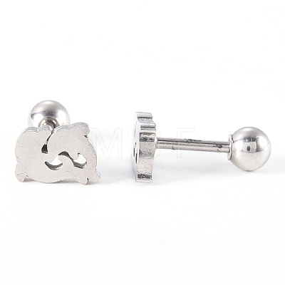 201 Stainless Steel Barbell Cartilage Earrings EJEW-R147-02-1